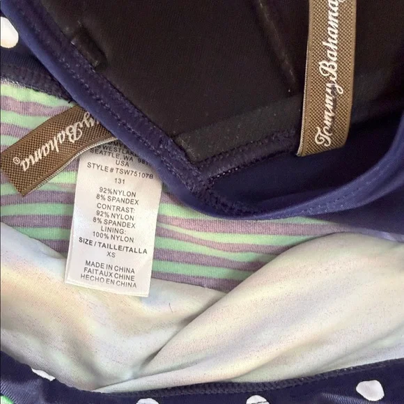 Tommy Bahama XS Swim Polka Dot Bikini Set - Navy &green $158 NWT - Picture 2 of 2